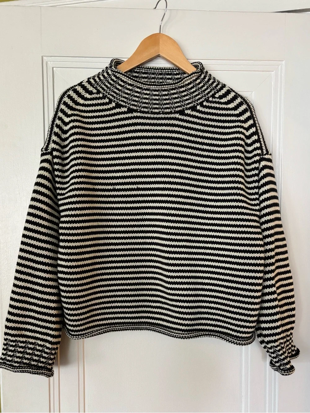 J Crew Rollneck Sweater 2025 Black and White Stripe BNWT